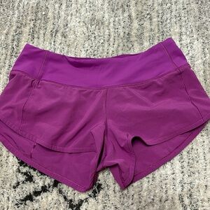 Lululemon Magenta Run Speed Up low waisted shorts